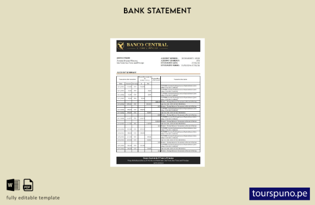 listo para imprimir Plantilla de Excel de extracto bancario de Santo Tomé y Prín